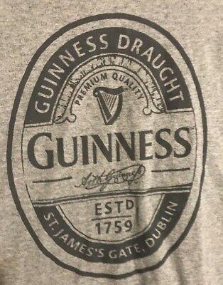 Draft Beer Harp Logo - NEW** GUINNESS DRAUGHT Beer Shirt, Gray, Men's Xl, St.james Gate