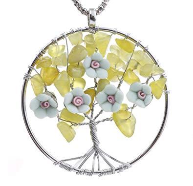 Yellow Tree in Circle Logo - Onlyfo Polymer Clay Crystal Roses Flowers Life Tree