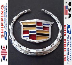 New Cadillac Logo - New Cadillac Front Grille 6 Emblem Hood Badge Logo Chrome Color