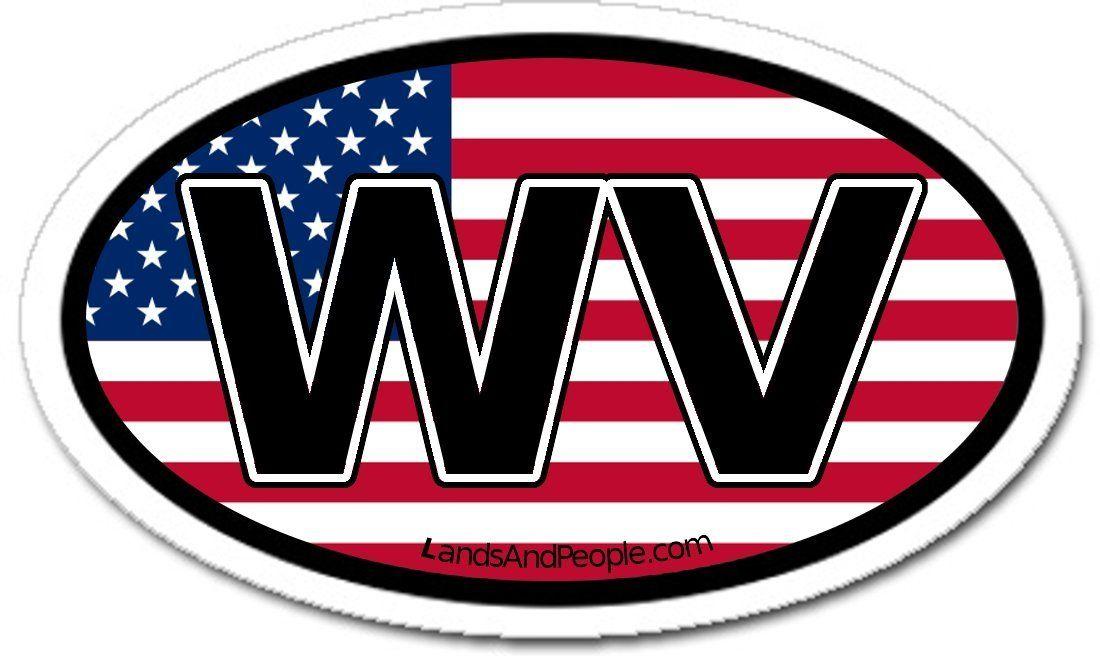 WV Flag Logo - Buy West Virginia WV and US Flag Car Bumper Sticker Decal Oval