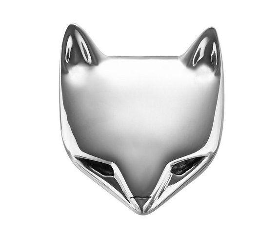 Silver Fox Head Logo - Sterling Silver Fox Head Ring | Etsy