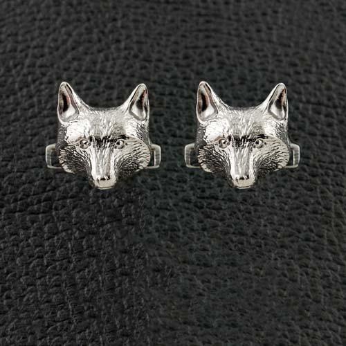 Silver Fox Head Logo - Sterling Silver Fox Head Cufflinks