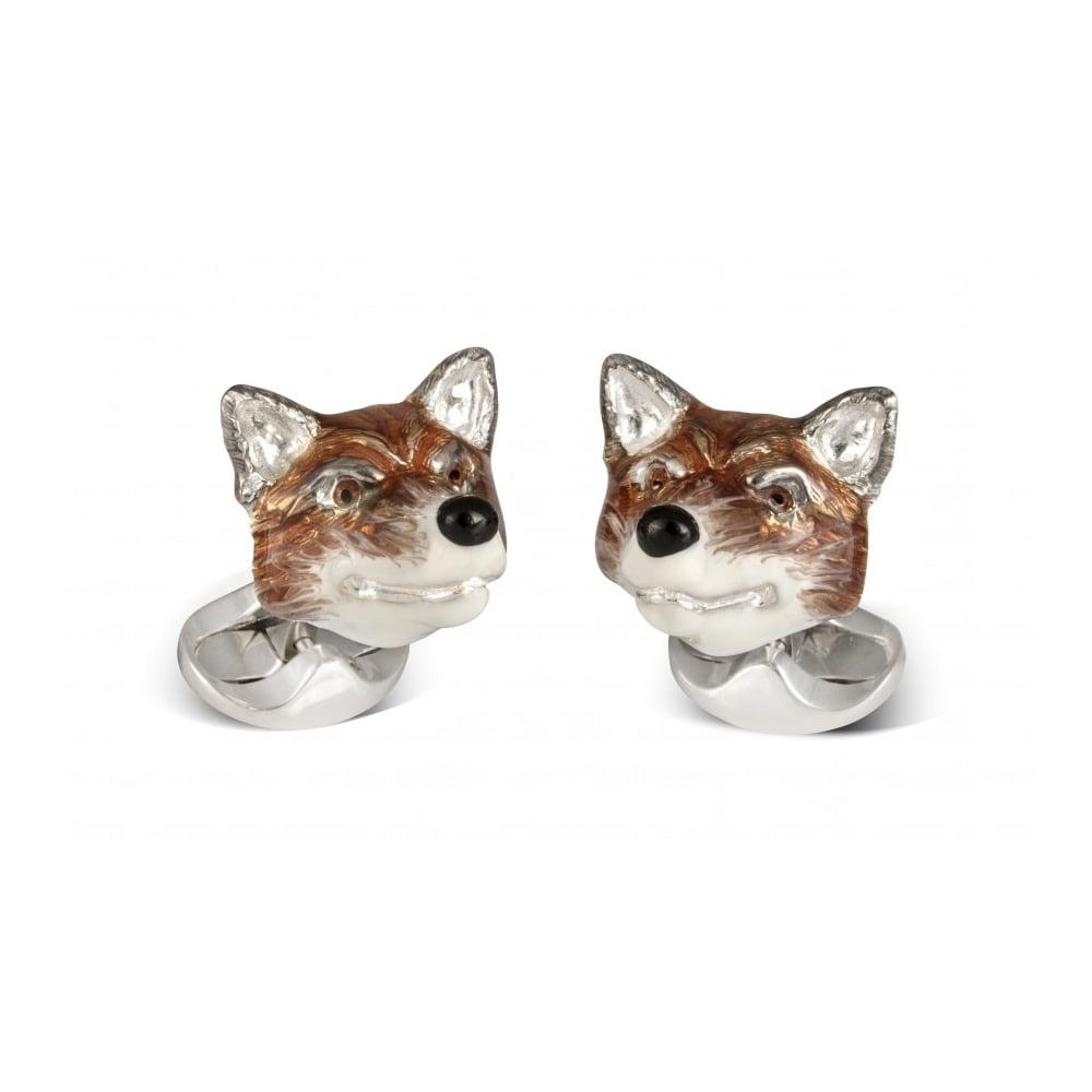 Silver Fox Head Logo - Sterling Silver Fox Head Cufflinks - Accessories from Frost of London UK