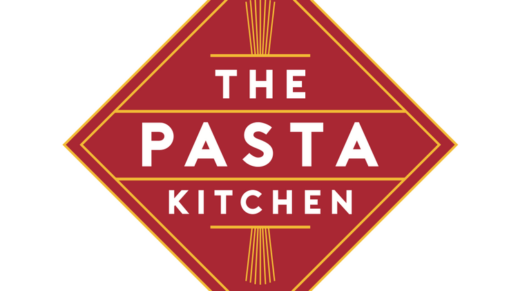 Red and Orange Triangle Restaurant Logo - The Pasta Kitchen, A Fast Casual Build Your Own Pasta Bowl