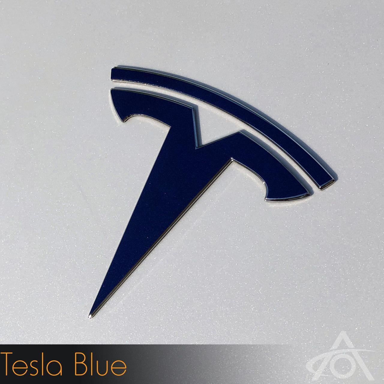 Blue Tesla Logo - Model 3 Logo Decals (Front) - Abstract Ocean