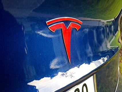 Blue Tesla Logo - Amazon.com: EV Wraps Tesla Model 3 Trunk Logo Decal (Gloss Red ...
