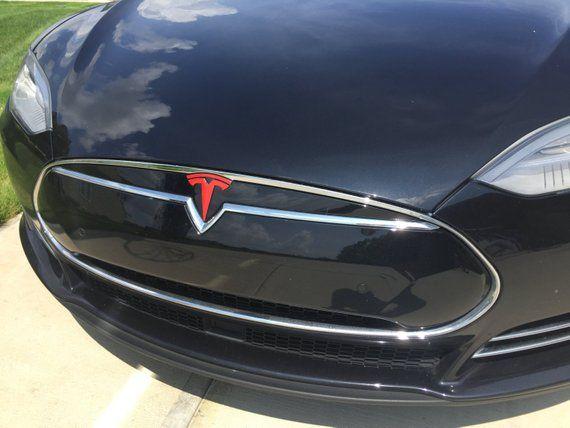 Blue Tesla Logo - Tesla Model S Nosecone Tesla T Logo Accent Chrome | Etsy