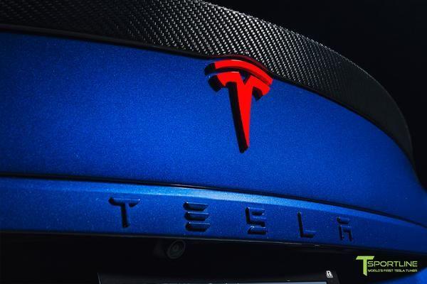 Blue Tesla Logo - Deep Blue Metallic Tesla Model S - Custom Bentley Red Interior ...