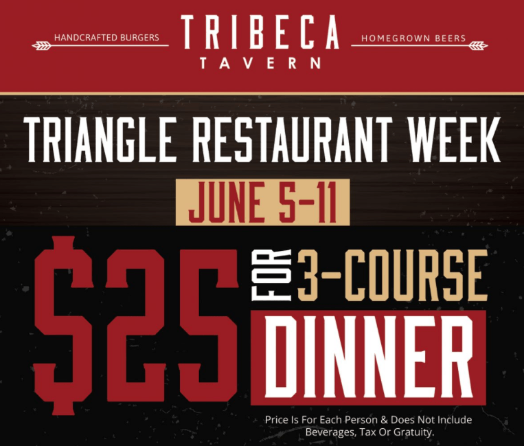 Red and Orange Triangle Restaurant Logo - Tribeca Tavern – Triangle Restaurant Week (June 5-11) | Stone Creek ...