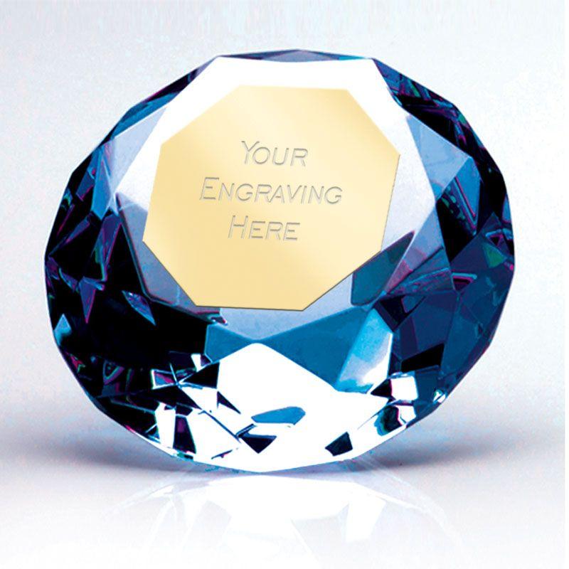 Blue Diamond Equipment Logo - Clarity Blue Diamond Paperweight Glass Awards, Diamond