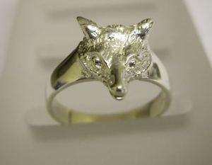 Silver Fox Head Logo - Hallmarked Sterling Silver Fox Head Ring Hunting Equestrian Any Size