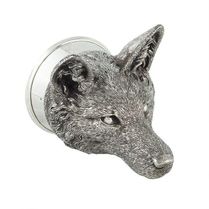 Silver Fox Head Logo - A Victorian silver fox head stirrup cup by James Barclay Hennell