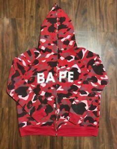 Og BAPE Logo - A Bathing Ape Bape Swarovski Hoodie OG Red Camo Size XL Full Zip