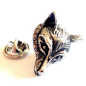 Silver Fox Head Logo - Silver Fox Head Lapel Pin Badge Country Foxes Hunting Country Shoot ...