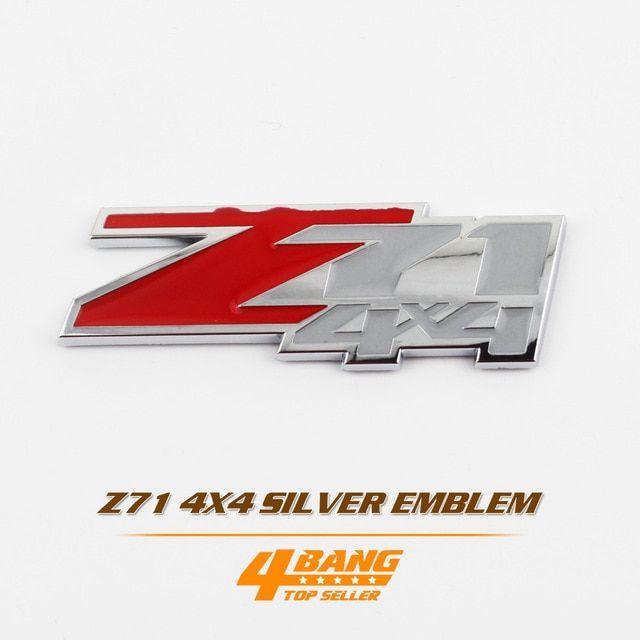 Red and Silver Automotive Emblems Logo - Red Silver Z71 4x4 Sticker Car Styling Chrome Finished Decal Fender ...