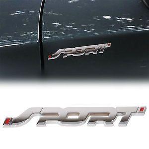 Red and Silver Automotive Emblems Logo - 3D Metal SPORT Logo Car Auto Emblem Badge Sticker Decal Silver+Red ...