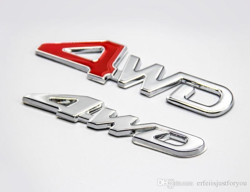 Red and Silver Automotive Emblems Logo - Silver/Silver & Red 4WD 2018 Car 3D Metal Badge Emblem Side Rear ...