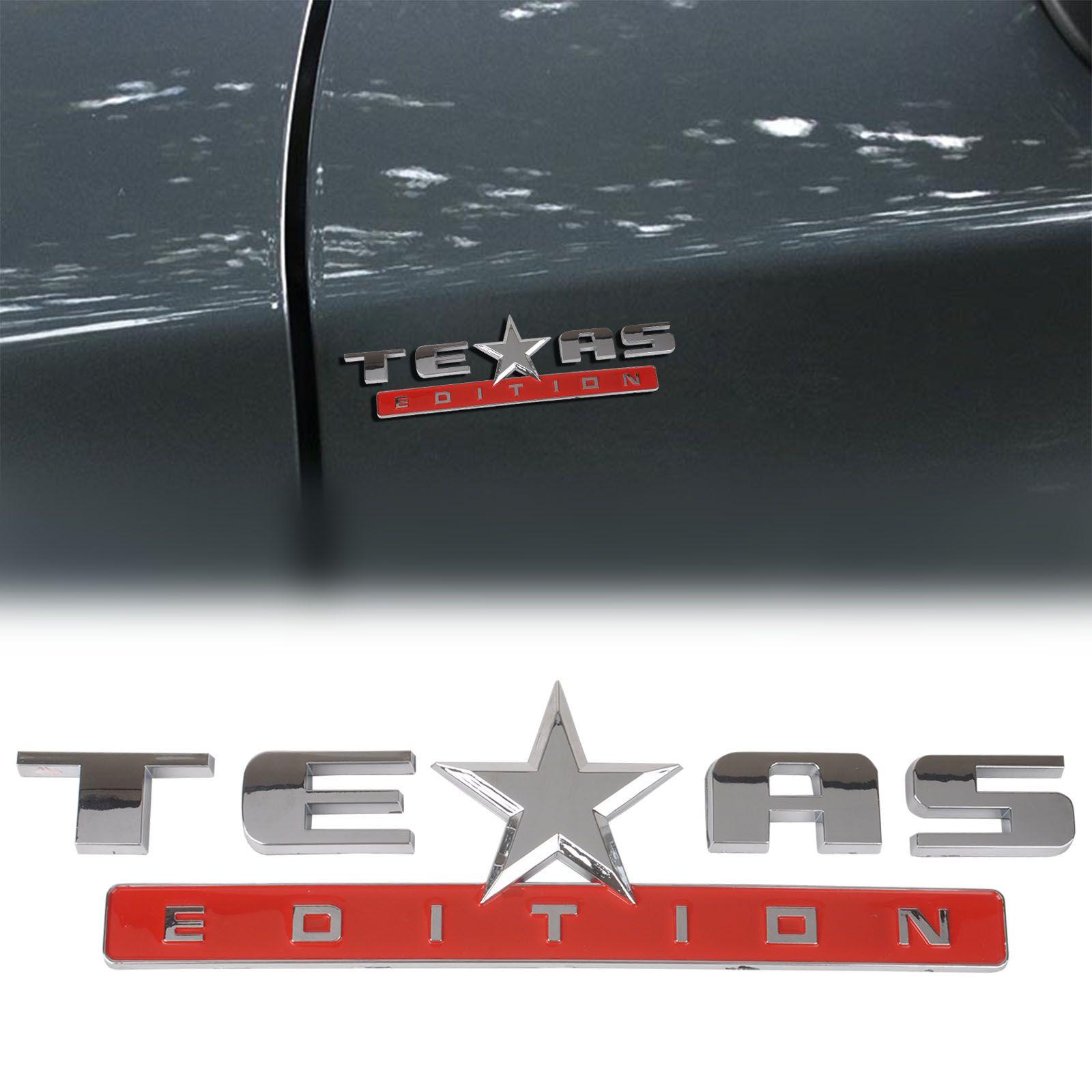 Red and Silver Automotive Emblems Logo - ABS TEXAS Edition Auto Emblem Badge Sticker Decal for Chevrolet