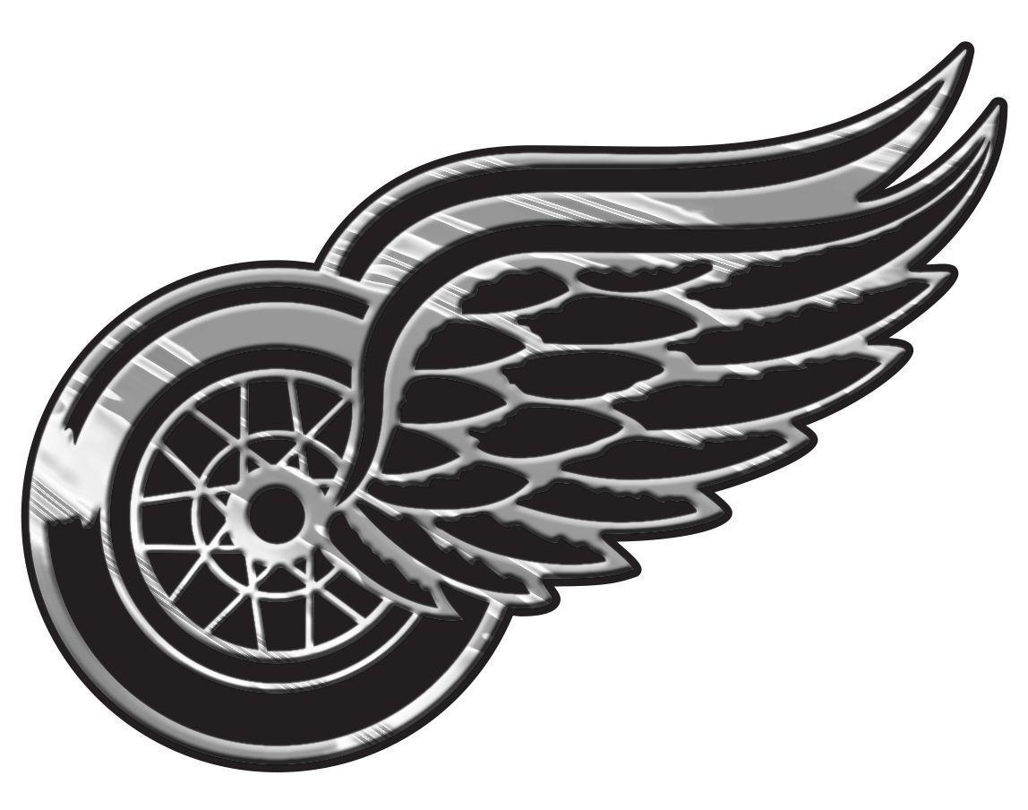 Red and Silver Automotive Emblems Logo - Detroit Red Wings Auto Emblem