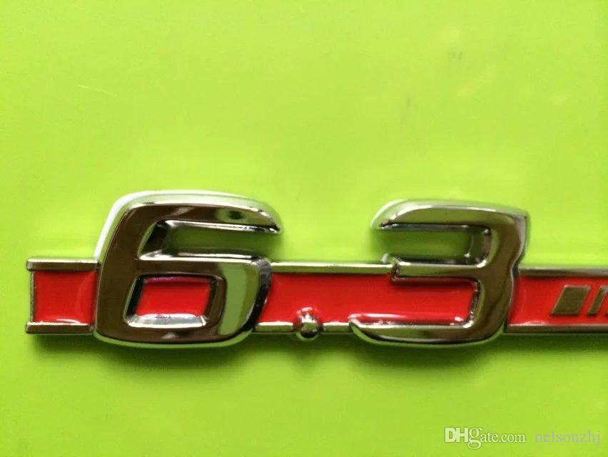 Red and Silver Automotive Emblems Logo - Metal 3D Emblem Side Badge 6.3Am*** Silver Red Color For Germany Car