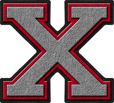 Silver & Red X Logo - Presentation Alphabets: Silver & Red Varsity Letter X