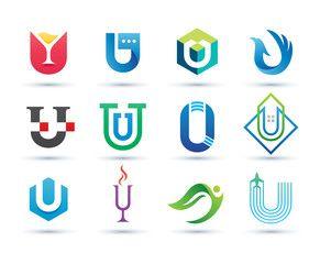 Colorful U Logo - Set of Abstract Letter U Logo - Vibrant and Colorful Icons Logos ...