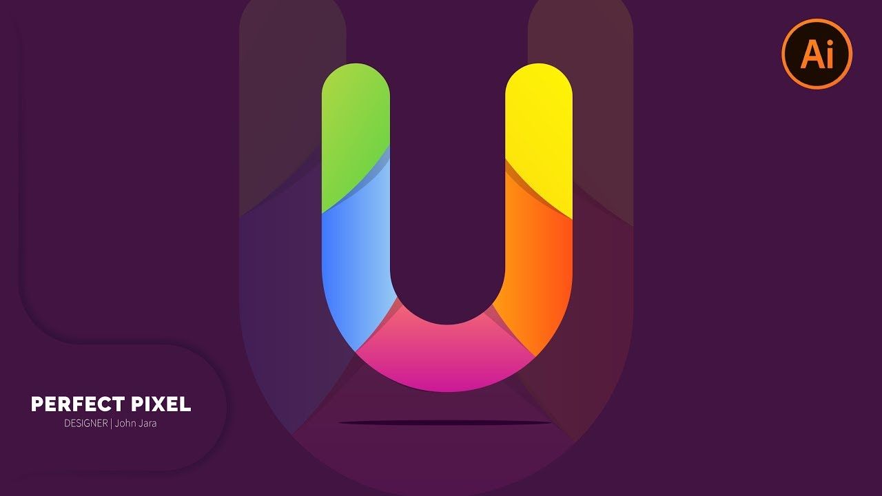 Colorful U Logo - Illustrator Tutorials | Colorful U Logo Design | AI教程 | Pinterest