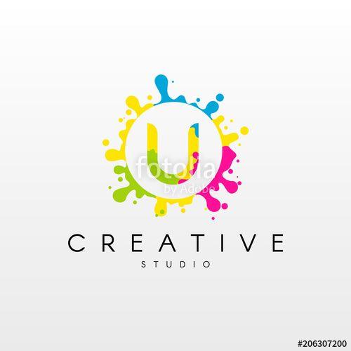 Colorful U Logo - Letter U logo with colorful splash background
