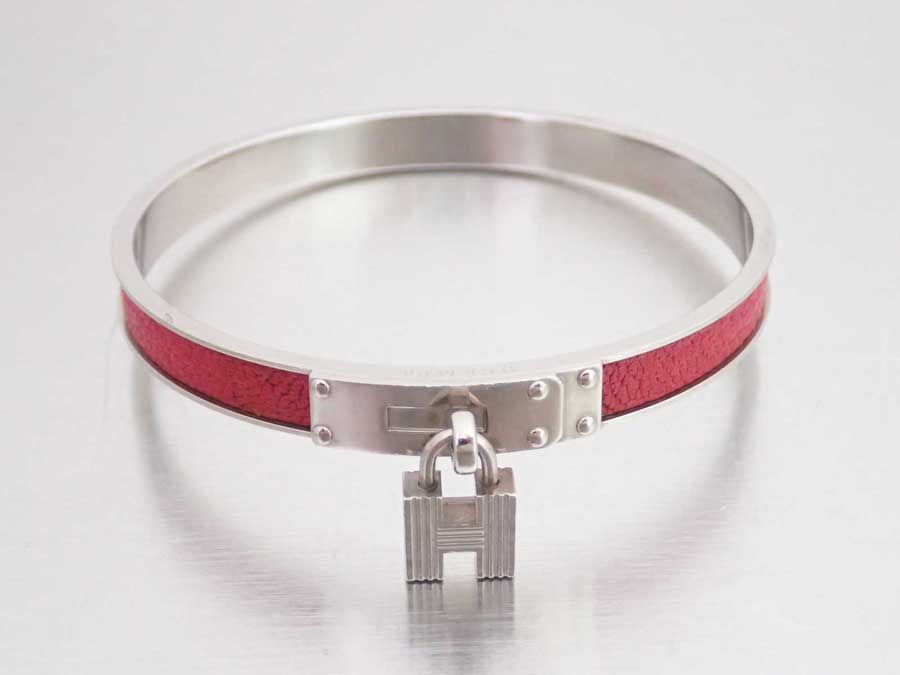 Silver and Red X Logo - BrandValue: Hermes HERMES bangle H logo red x silver metal fittings