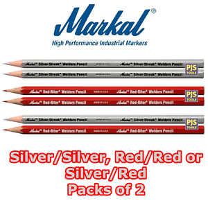 Silver & Red X Logo - 2 x Markal Red Riter or Silver Streak welders metal markers pencil ...
