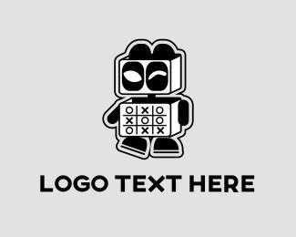 Black and White Robot Logo - Gaming Logo Maker | Create Your Own Gaming Logo | BrandCrowd