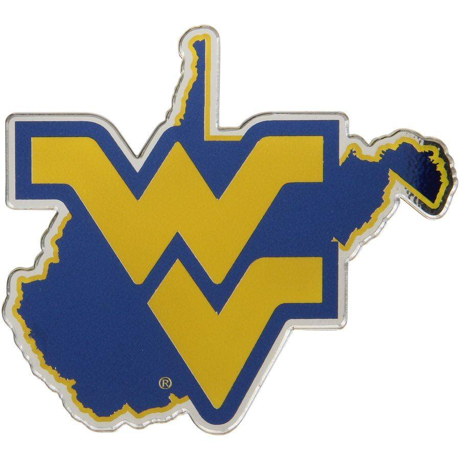 WV State Logo - West Virginia Mountaineers State Shape Acrylic Metallic Auto Emblem