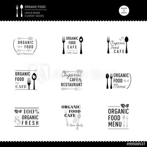 Black and White Restaurant Rectangle Logo - Organic food Restaurant logo badges Black and white Shop cafe