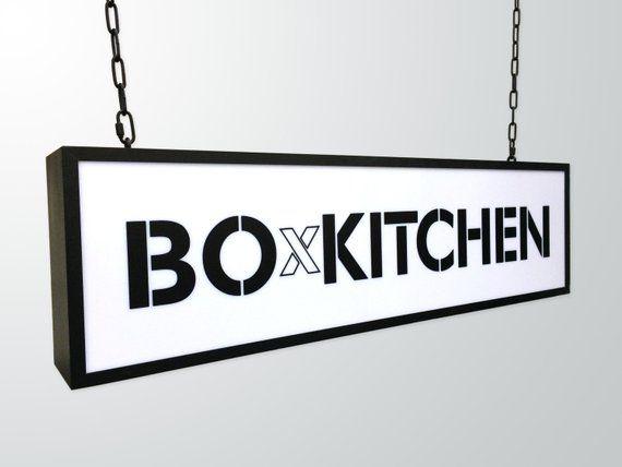 Black and White Restaurant Rectangle Logo - Cinema Light box custom text or logo. Light Box custom sign for cafe ...