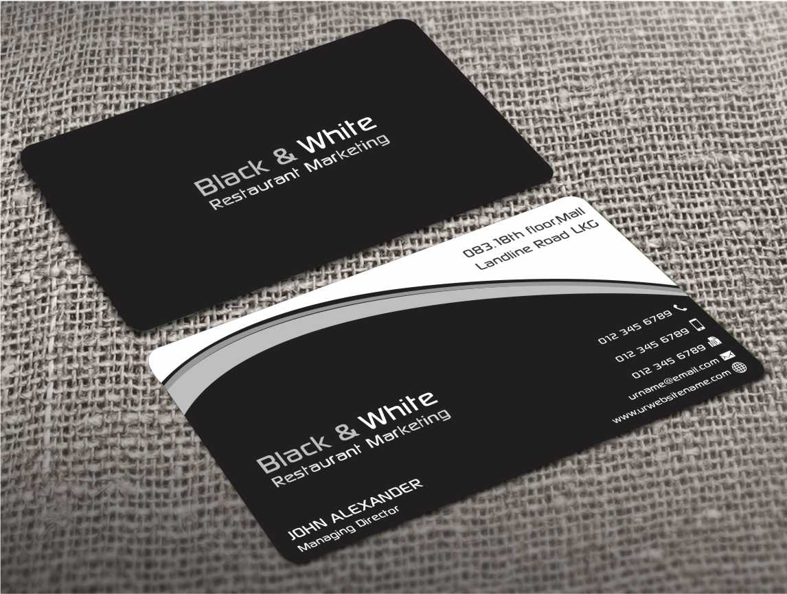 Black and White Restaurant Rectangle Logo - Upmarket, Bold, Restaurant Business Card Design for Black & White ...
