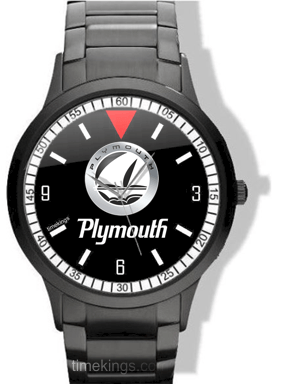 Plymouth Car Logo - Plymouth Car Logo Black Steel Watch