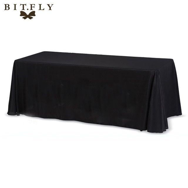 Black and White Restaurant Rectangle Logo - 5 pieces 90x132 inch Rectangular Satin Tablecloth White/Black Table ...