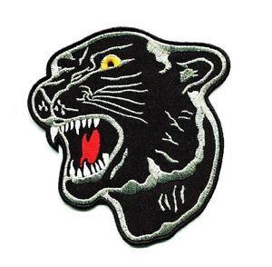 Panther Head Logo - In. Back Patch Black Panther Head Tiger Cat Logo Embroidered Sew