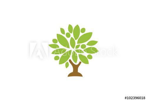Brown Crown Logo - Big oak tree with brown trunk and green leaves crown logo - Buy this ...
