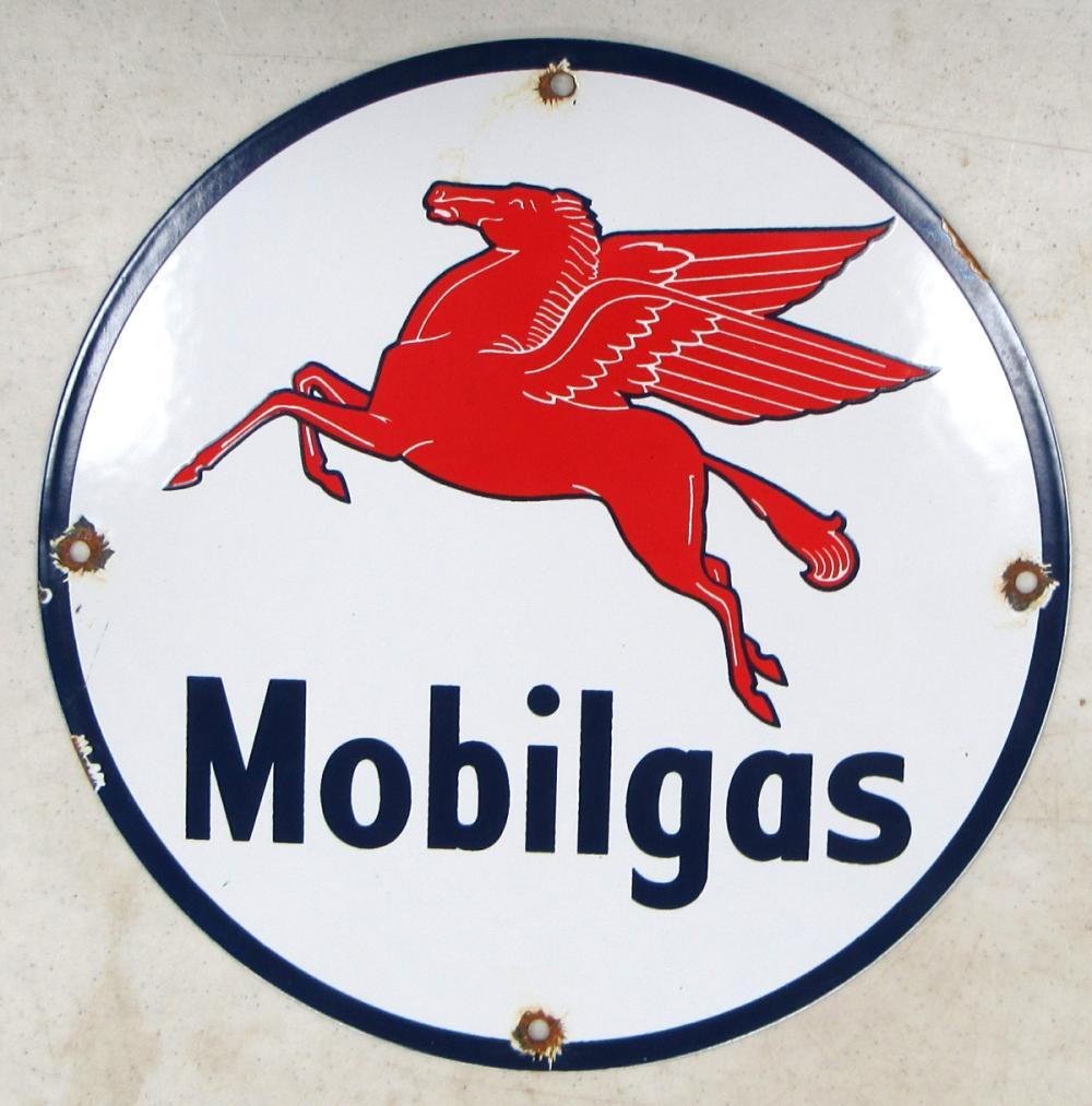 Pegasus Gas Station Logo - Vintage Mobil Gas Porcelain Sign Pump Plate Gasoline Station