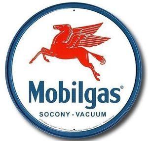 Pegasus Gas Station Logo - Mobilgas Pegasus Mobil Gas Station Round Vintage Metal Tin Sign
