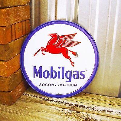 Pegasus Gas Station Logo - MOBIL GAS MOBILGAS Socony Logo Round 12 Metal Tin Sign Pegasus