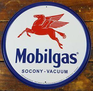 Pegasus Gas Station Logo - MOBILGAS SOCONY VACUUM RED PEGASUS MOBIL GAS STATION 11 3 4 ROUND
