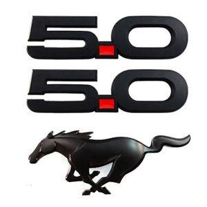 Ford Mustang 5.0 Logo - 2015-2017 Ford Mustang GT 5.0 Black Fender & Pony Grille Badge ...