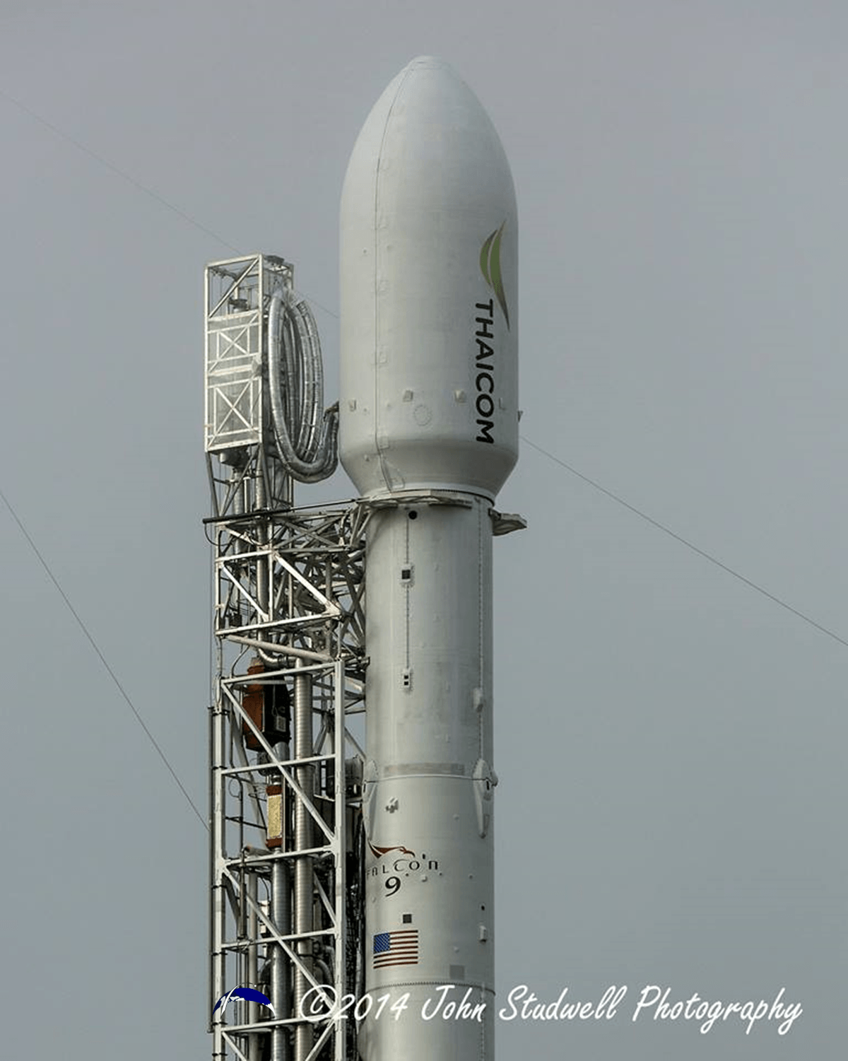 Falcon 9 Rocket Logo - Thaicom logo on fairing of Falcon 9 v1.1 rocket at Cape Canaveral