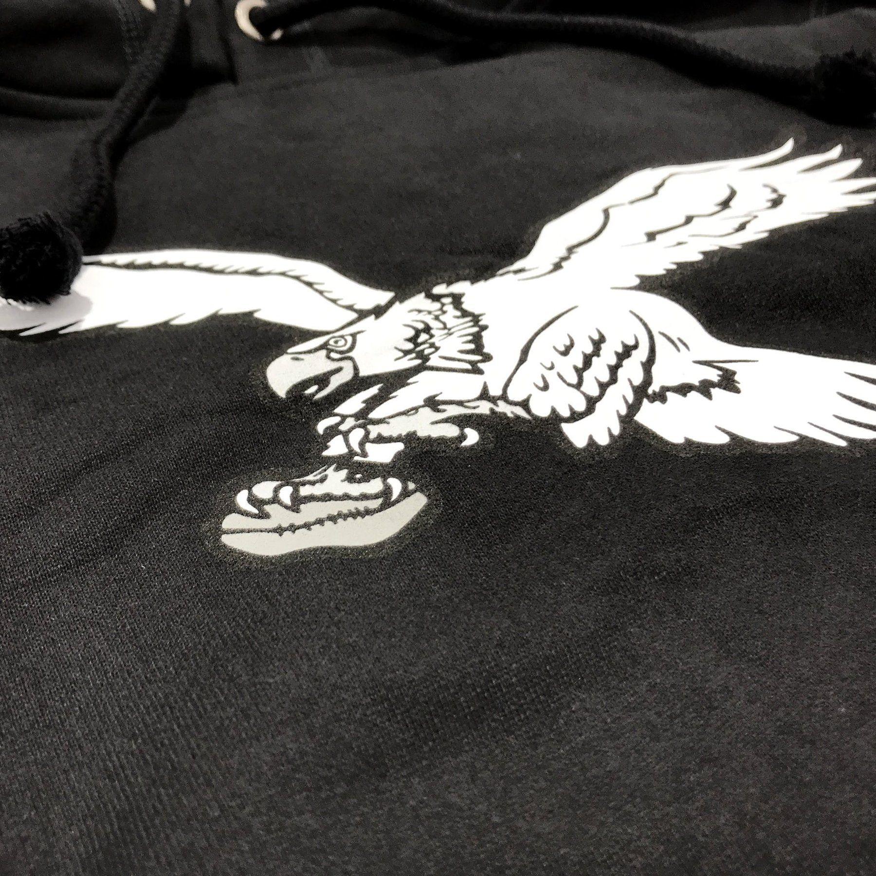 Black and White Philadelphia Eagles Logo - Philadelphia Eagles Throwback Bird Logo Black Pullover Hoodie – Cap Swag