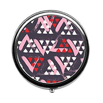 Rounded Red Triangle Logo - Amazon.com: Round Pill Case - pink and red triangle cross Custom ...