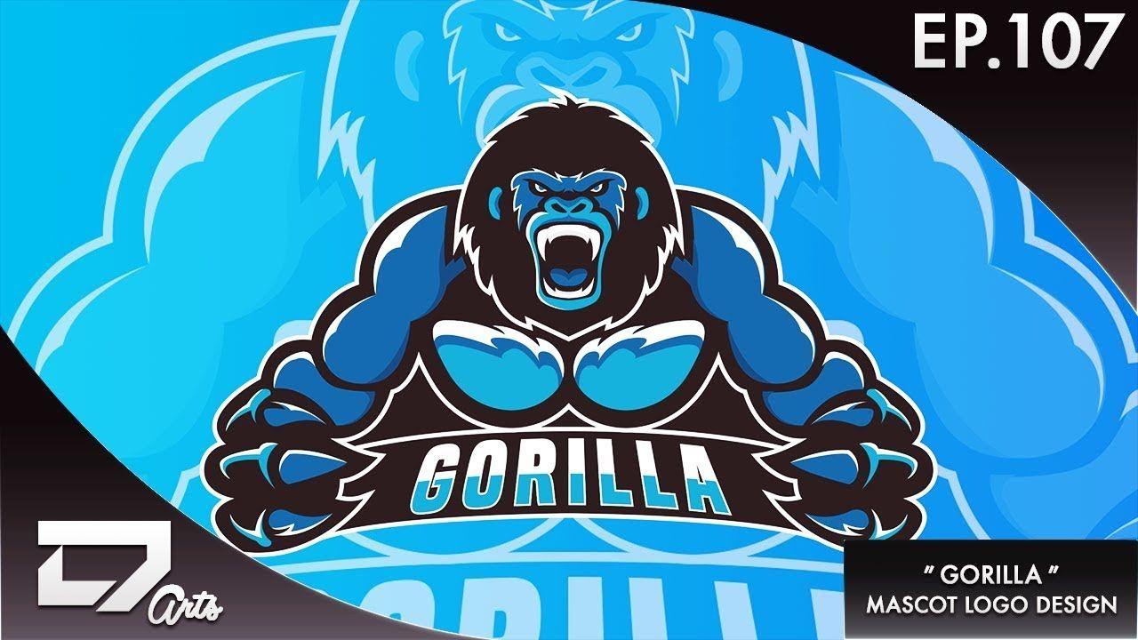 Gorilla Logo - Speed Art Ep.107 Gorilla Mascot Logo Design - YouTube