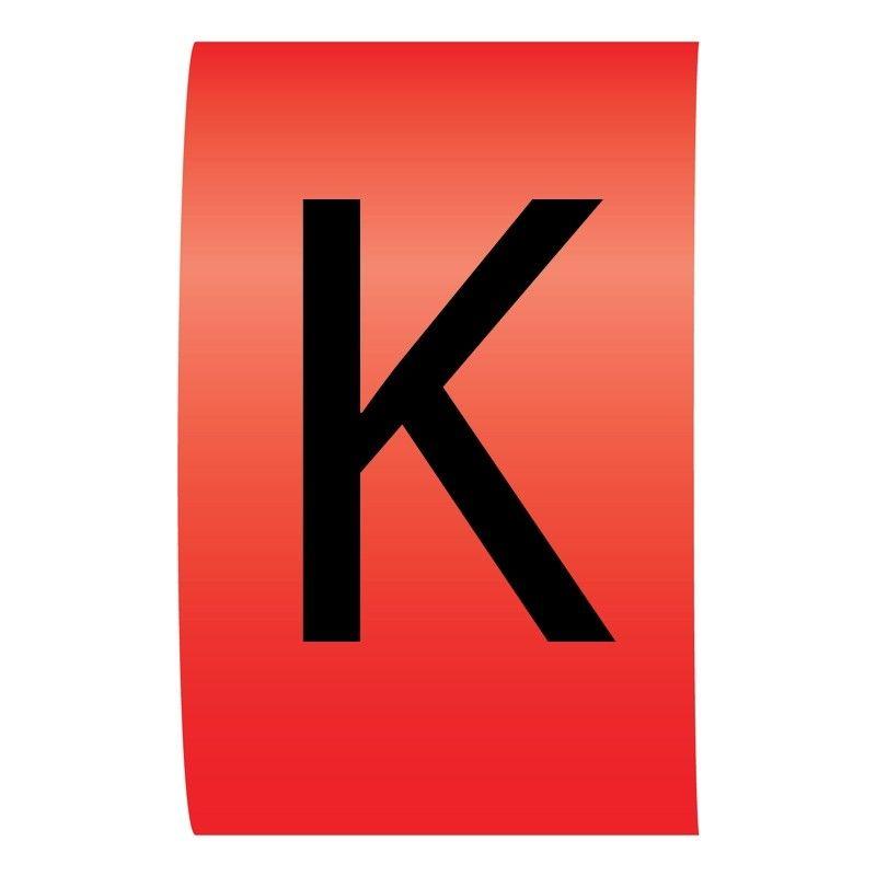 K in Red Rectangle Logo - Black On Red K Type Cable Markers