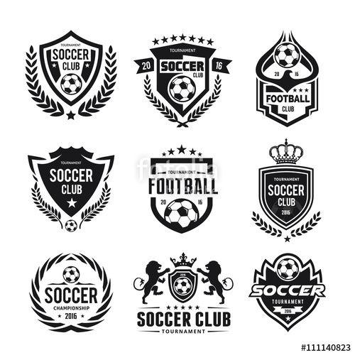 Black and White Soccer Logo - Football and soccer college vector logo set Stock image and royalty